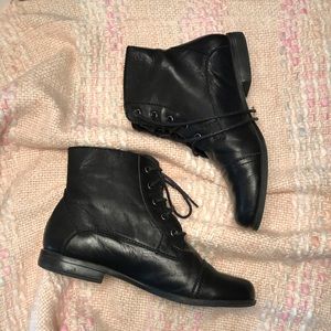 Black Leather Kelly & Katie Combat/Ankle boots